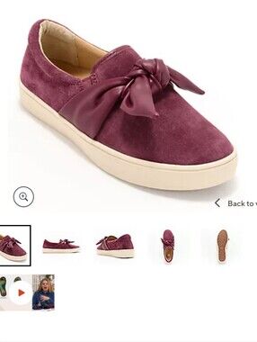 REVITALIGN Berry Suede Slip-On Sneakers with Bow
